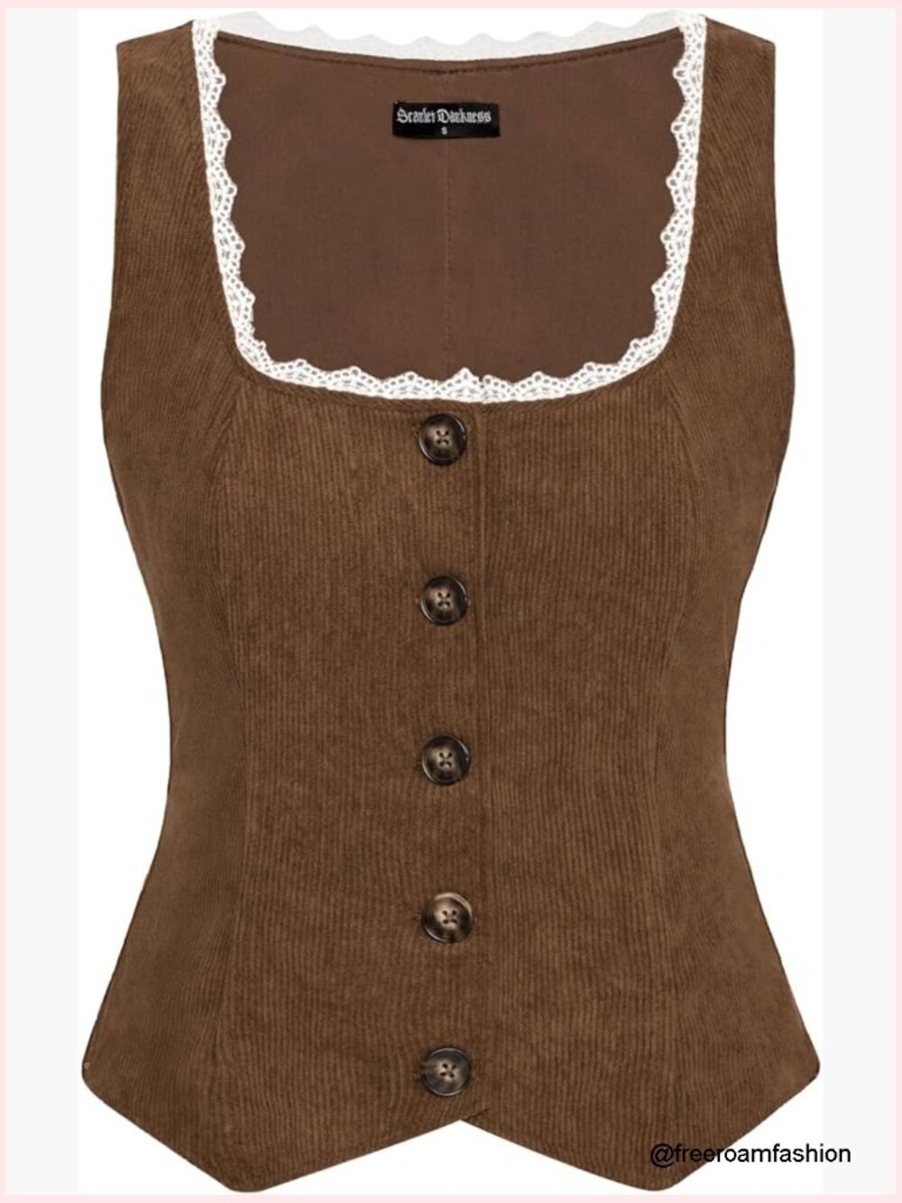 Women Renaissance Corset Vintage Button Down Corduroy Waistcoat Vest